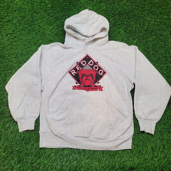 Vintage 90s Red Dog Beer Hoodie Womens XL Cropped Boxy Oversized Fit - Picture 1 of 16